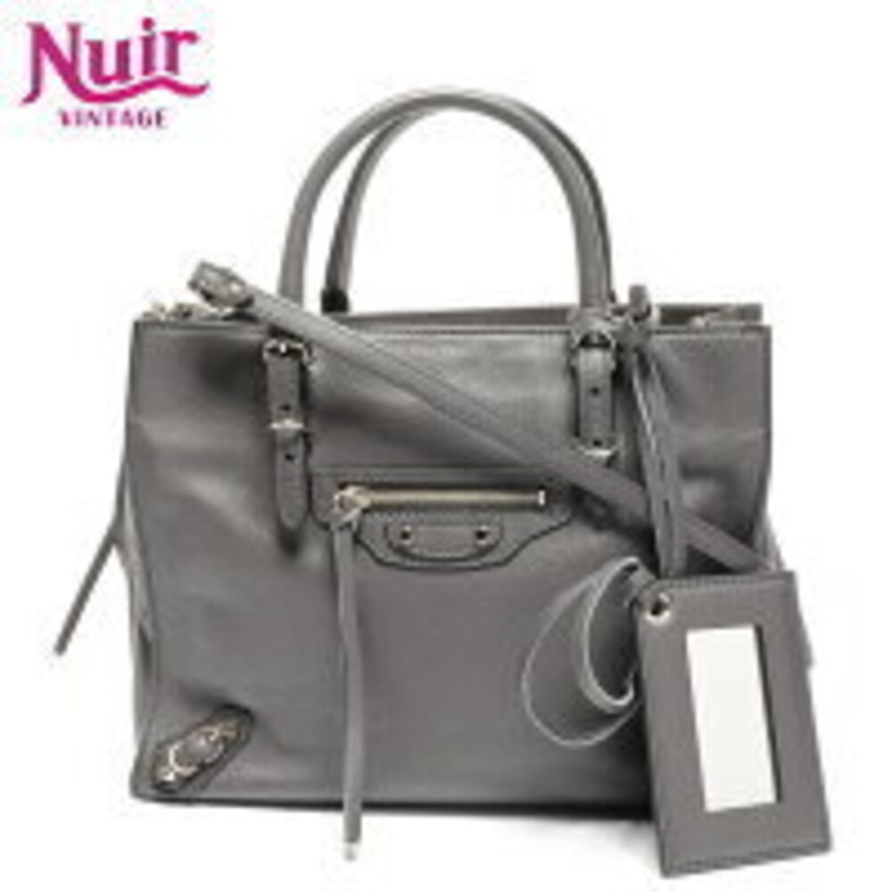 Balenciaga Leather Paper Handbag Gray